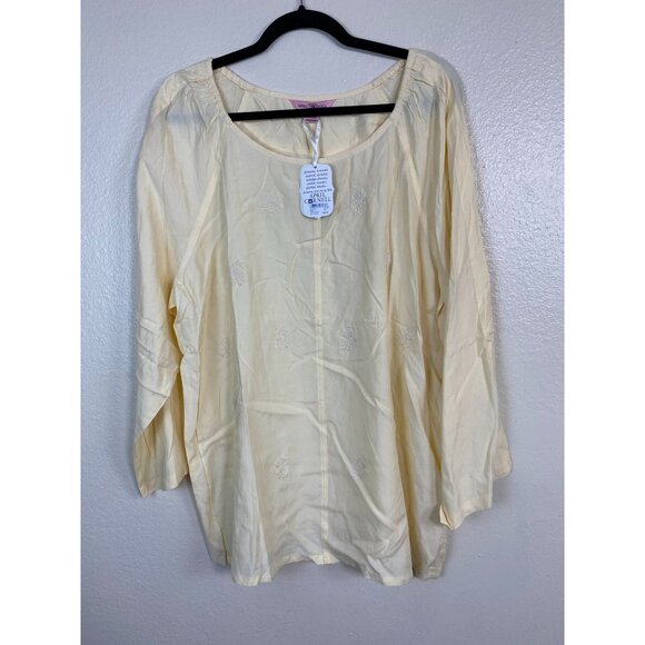 April Cornell Tops - NEW April Cornell Long Sleeve Tunic Top Women size XL Butter Yellow Floral Boho